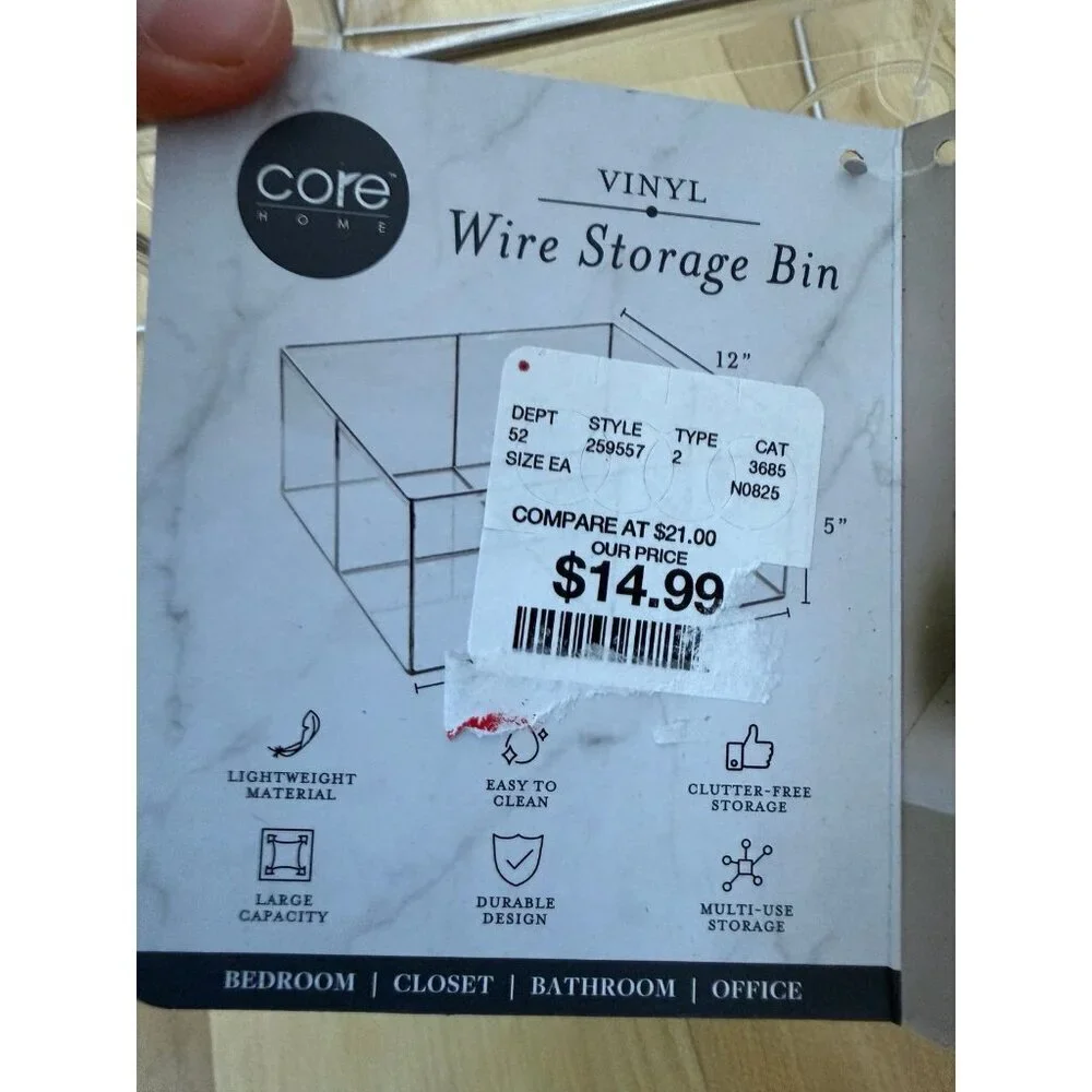 (3) piece Vinyl Wire Storage Bins CORE